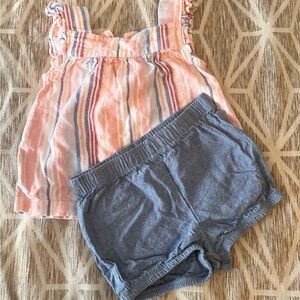 Carter's Multicolor Striped Linen Toddler Outfit